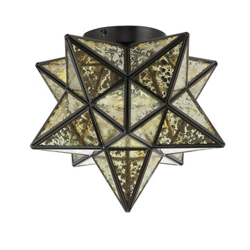 Stella 12" Moravian Star Metal/Clear Glass LED Flush Mount - JONATHAN Y